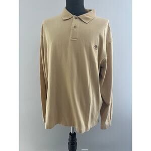 Vintage Timberland Cotton Long Sleeve Polo Sweatshirt Gold Brown Logo Large SG